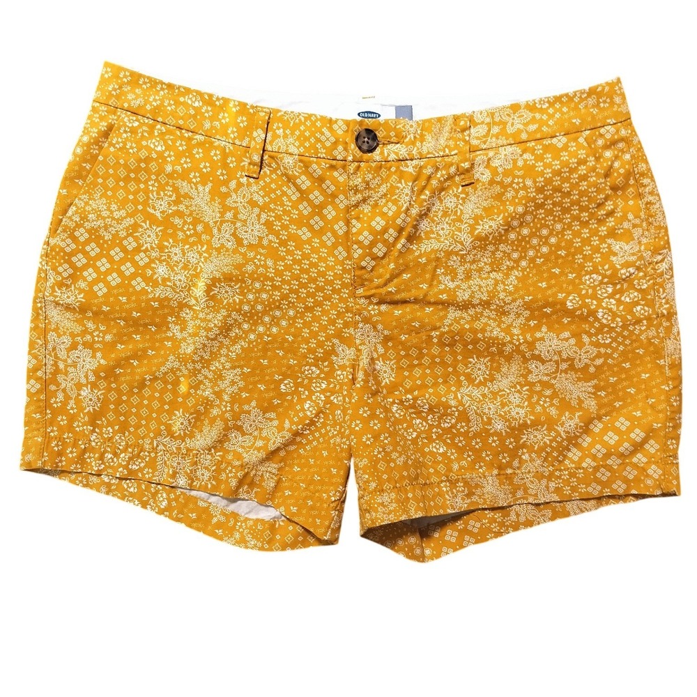 Old Navy Womens 6 Mustard Yellow Floral Bandana Print Cotton Everyday Shorts